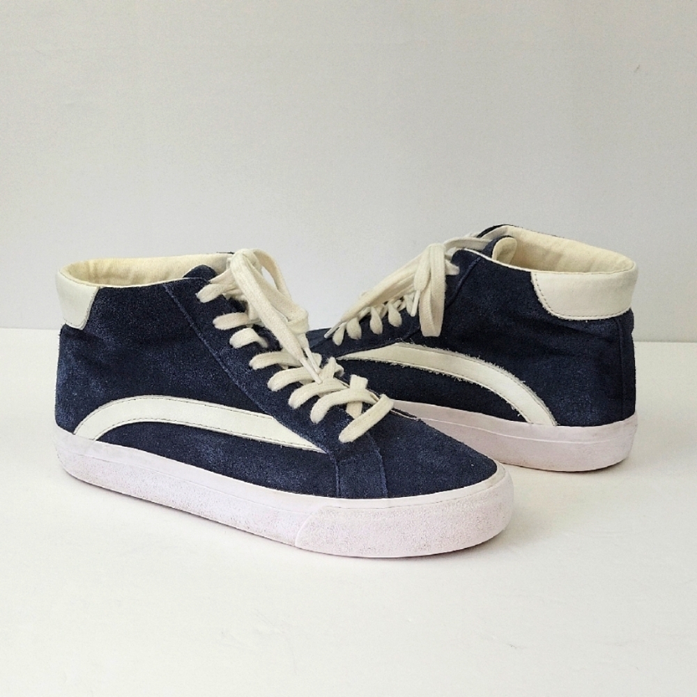 Madewell Sidewalk High Top Sneakers Navy/ White Size 7